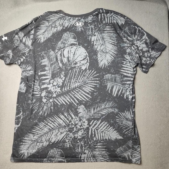 Under Armour Project Rock Shirt Mens 2XL Black Warrior Mana HeatGear Floral Tee - Picture 5 of 8